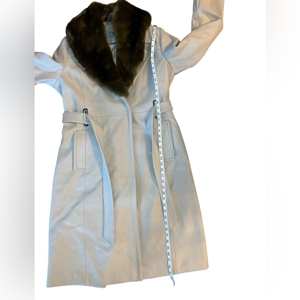 NWOT WORTHINGTON LINED WOOL BLEND FAUX FUR REMOVABLE COLLAR COAT WITH BELT - Picture 8 of 14